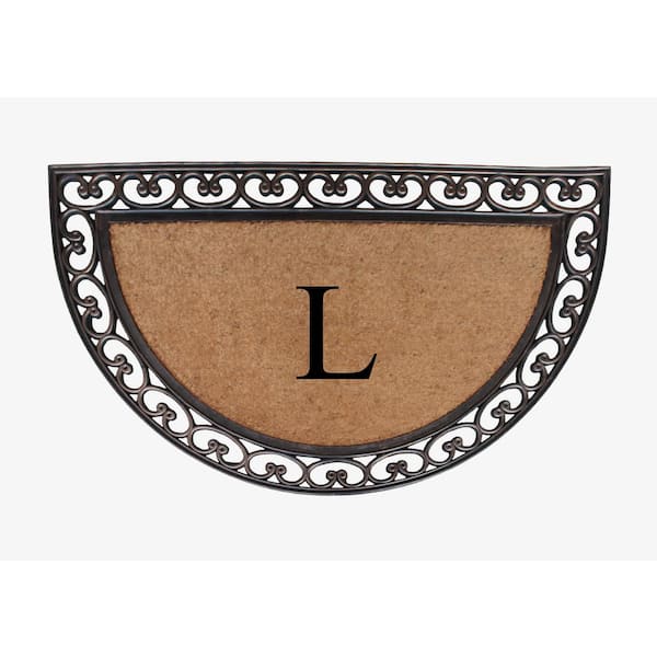 Monogram Circle Border Personalized Doormat Flocked Coir Door