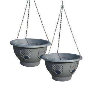 12 in. Dia Grey Plastic Ultimate Hanging Basket (2-Pack)