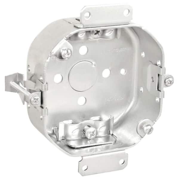 Southwire 4 in. W x 1-1/2 in. D Steel Metallic Octagon Box with 1-1/2 in. KO NMSC Clamps, Plaster Ears and Old Work Clip(25-Pack)