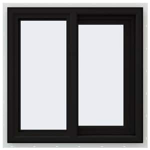 24 in. x 24 in. V-4500 Series Black Exterior/White Interior FiniShield Vinyl Right-Handed Sliding Window w/ Mesh Screen