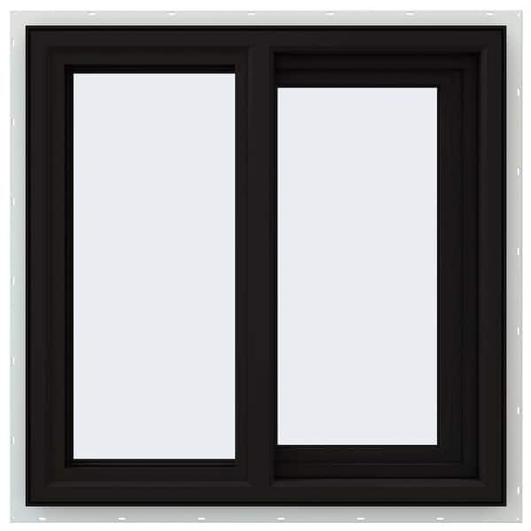 JELD-WEN 24 in. x 24 in. V-4500 Series Black Exterior/White Interior FiniShield Vinyl Right-Handed Sliding Window w/ Mesh Screen