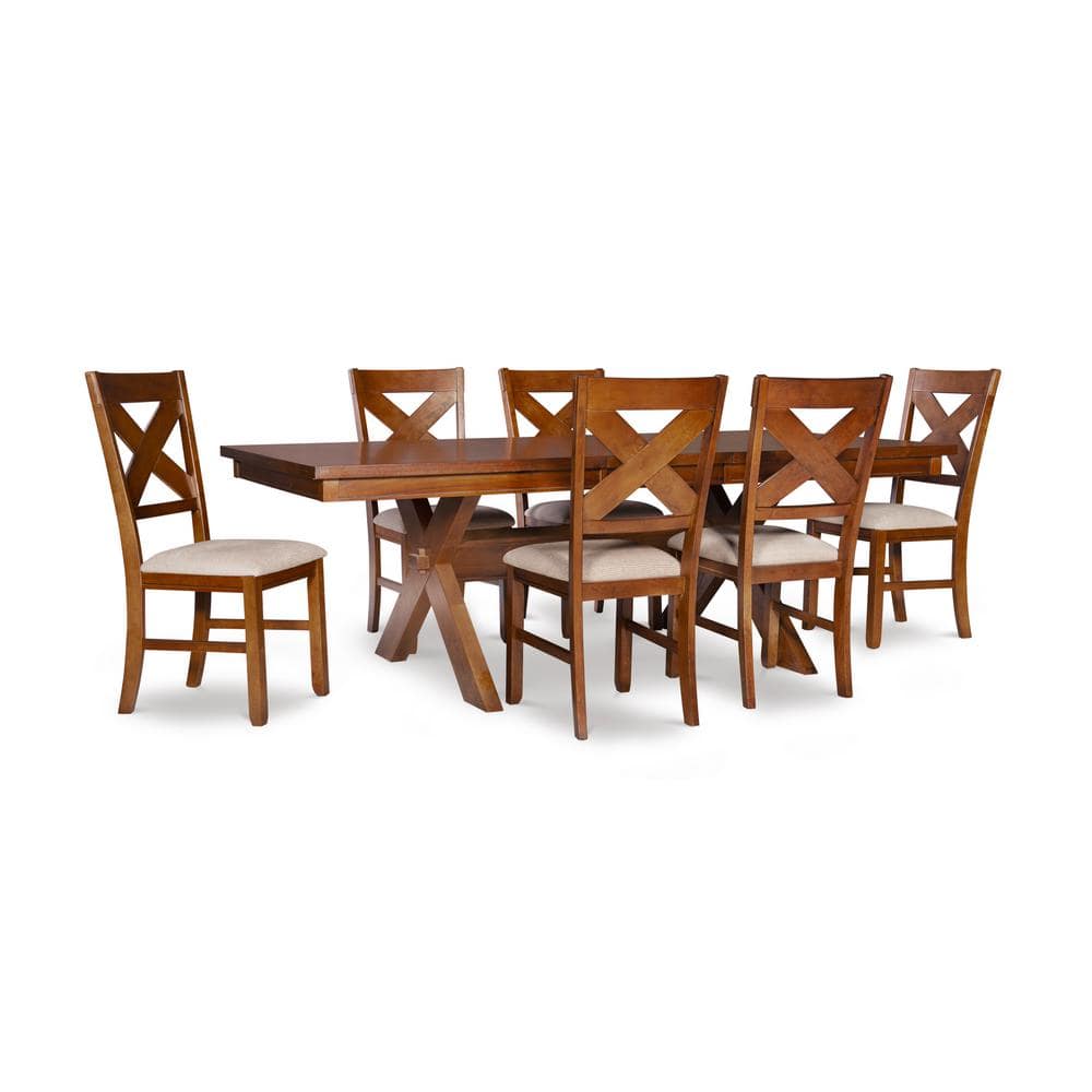 Powell Company Neumann Dark Hazelnut 7-Piece Dining Set with X Style  Designs HD1245D19PC7 - The Home Depot