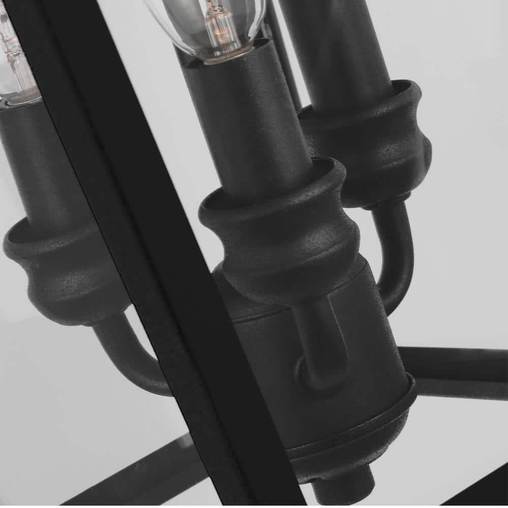 Textured Black 3-Light Outdoor Wall Lantern with Clear Seeded Glass