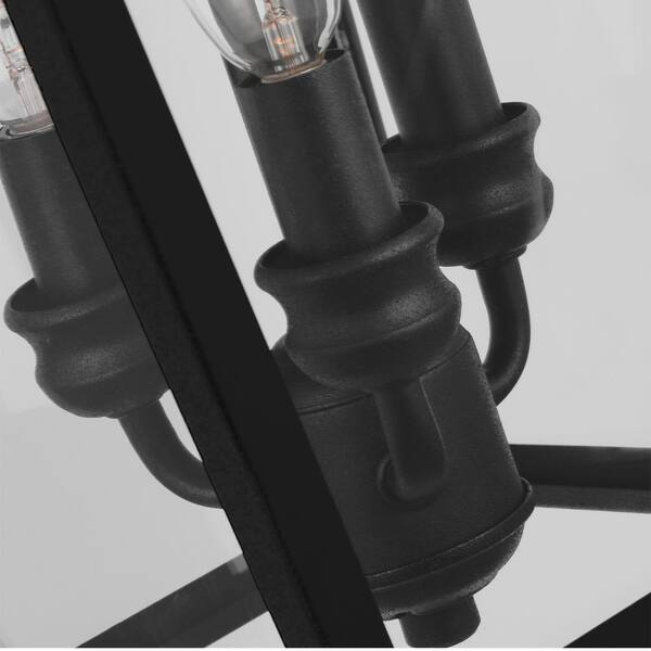 Generation Lighting - Galena Medium 3-Light Textured Black Outdoor Hardwired Wall Lantern Sconce with Clear Glass