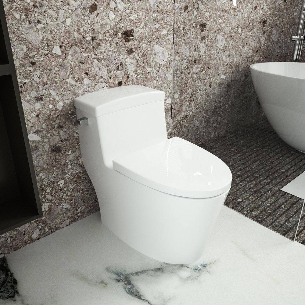 One-Piece 1.28 GPF Single Flush 12 in.Rough In Elongated Toilet in White with Soft Close Seat price history on PriceWatchPro