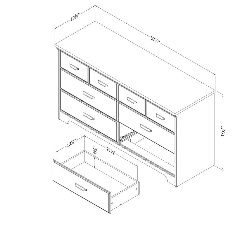 Cottage Charm Weathered Oak Double Dresser with Soft Close Drawers