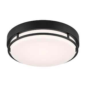Noble 14 in. Matte Black Modern Integrated LED Flush Mount with Selectable CCT for Kitchens or Bedrooms