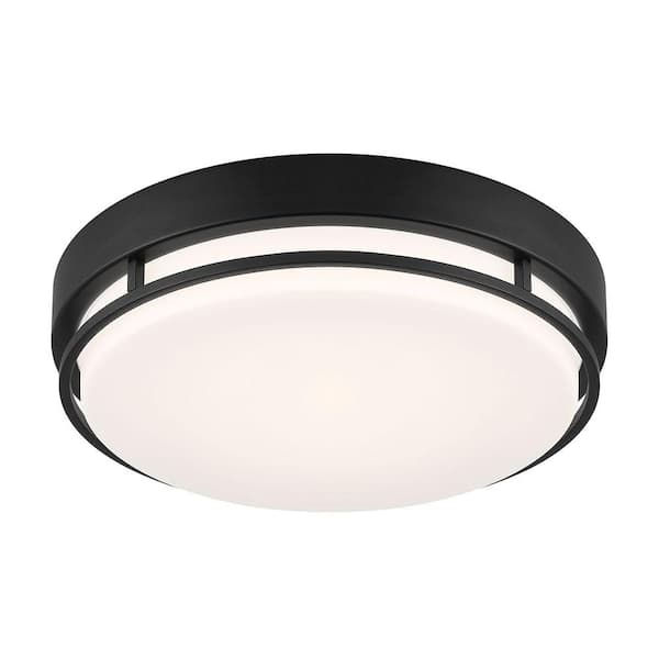 EnviroLite Noble 14 in. Matte Black Modern Integrated LED Flush Mount with Selectable CCT for Kitchens or Bedrooms