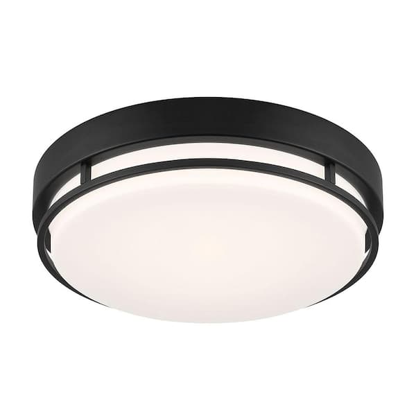 EnviroLite Noble 14 in. Matte Black Modern Integrated LED Flush Mount ...