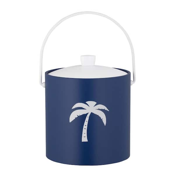 Kraftware PASTIMES Palm Tree 3 qt. Royal Blue Ice Bucket with Acrylic Cover