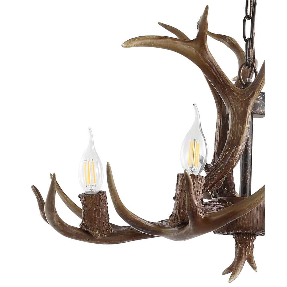 Eldora 27" Brown Resin Antler 4-Light LED Chandelier