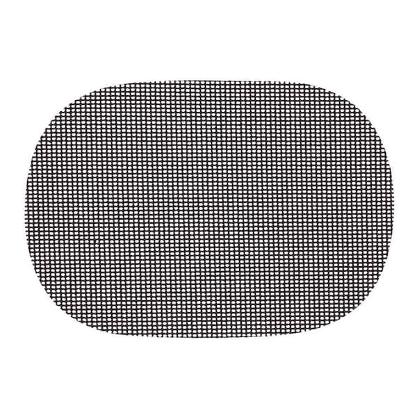 Fishnet 17 in. x 12 in. Black PVC Covered Jute Oval Placemat (Set of 6)