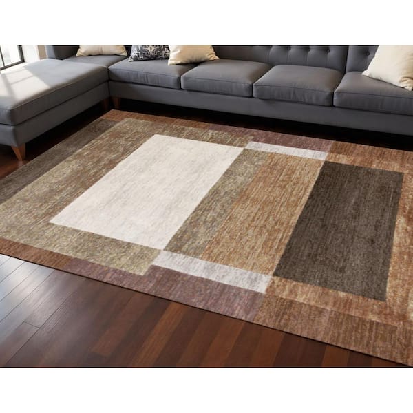 8 ft. x 11 ft. Brown And Beige Geometric Area Rug