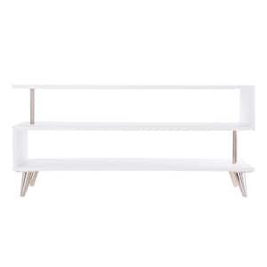 Ephriam 40 in. White and Champagne Engineered Wood TV Stand Fits TVs Up to 37 in.