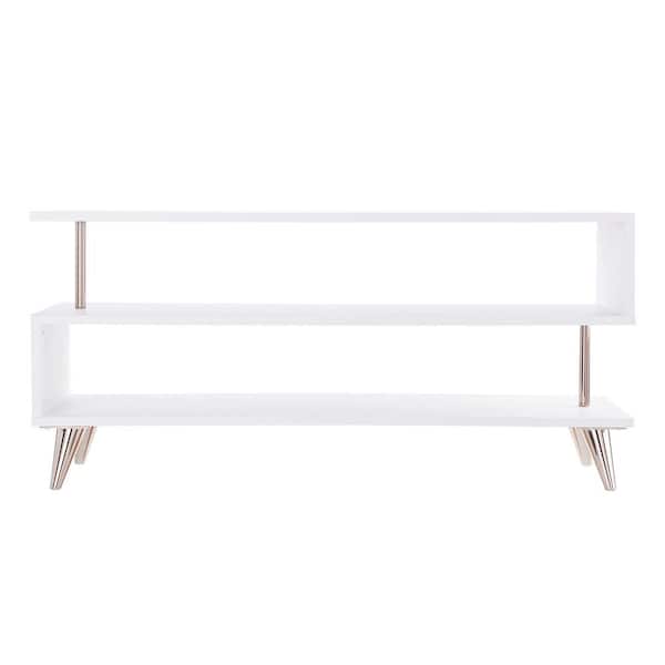Southern Enterprises Ephriam 40 in. White and Champagne Engineered Wood TV Stand Fits TVs Up to 37 in.