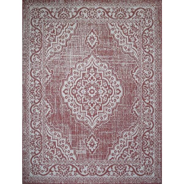 Benissimo Red 4 Ft X 6 Medallion, Home Depot Outdoor Rugs 4×6