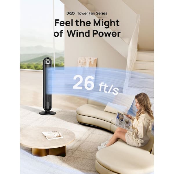 36 in. Slim 6-Speed Tower Fan, 25dB Ultra-Quiet DC Motor, 90° Oscillation, Remote, 8-Hour Timer