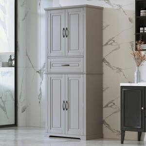 Zeus & Ruta 30 in. W x 16 in. D x 72 in. H Gray Linen Cabinet with ...