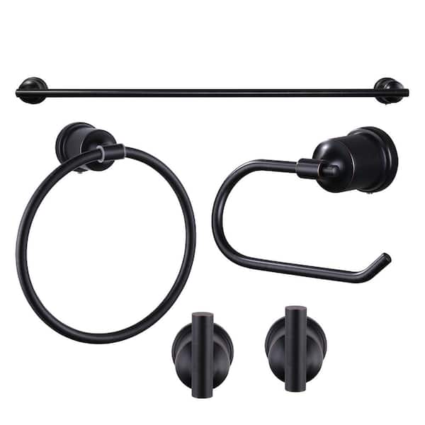 AVITAS 5-Piece Bath Hardware Set with 24 in . Towel Bar, Toilet Paper Holder, Towel Ring, Towel Hooks in Oil Rubbed Bronze