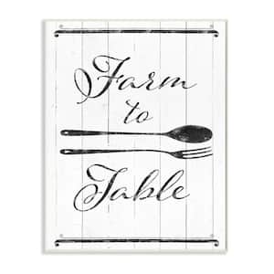 "Farm To Table Kitchen Silverware Wood Texture Word Design" by The Saturday Evening Post Wall Plaque 19 in. x 13 in.