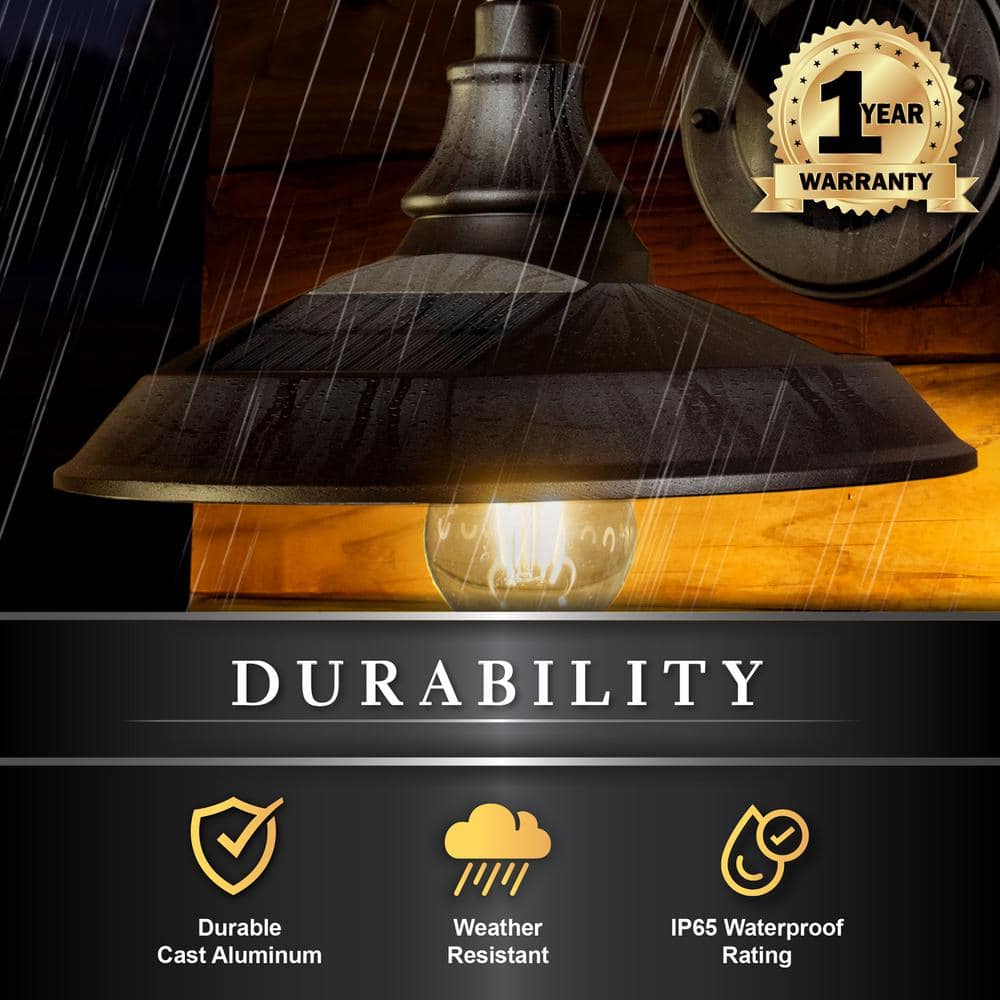 Dark Bronze Solar LED Barn Light with Gooseneck