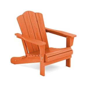 Orange Folding Composite Adirondack Chairs without Cushion (Set of 1)