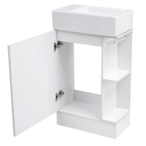 18.6 in. W x 10.6 in. D x 33.2 in. H Single Sink Freestanding Bath Vanity in White with White Ceramic Top