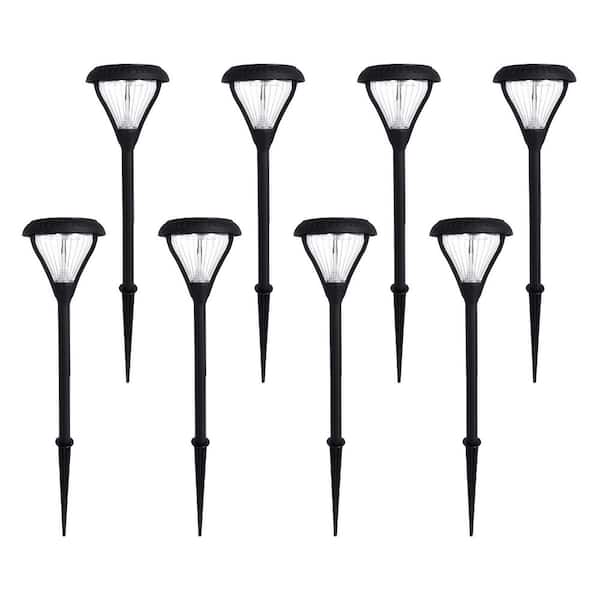 GAMA SONIC Premier Black Solar LED Weather Resistant Path Light with Dual Color Bright White and Warm White LEDs (8-Pack)