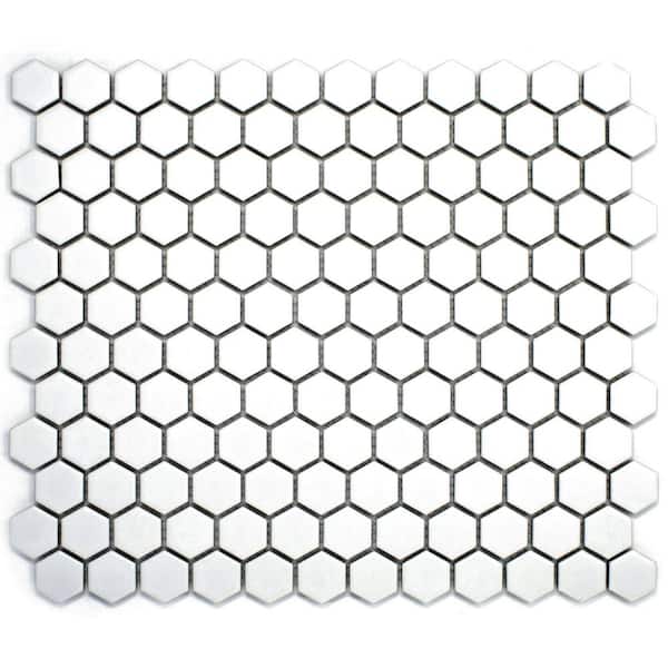MOLOVO Porcetile Hex White 11.82 in. x 10.24 in. Hexagon Matte Porcelain Mosaic Wall and Floor Tile (9.24 sq. ft./Case)