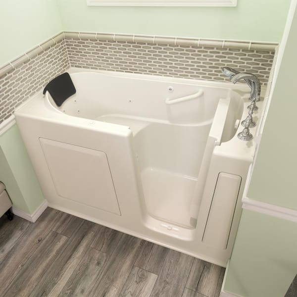 Gelcoat Premium Series 60 in. Right Hand Walk-In Whirlpool Bathtub in Linen