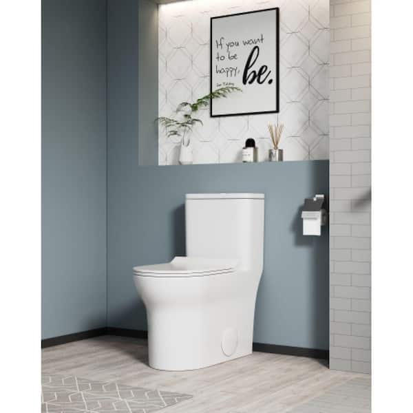 12 in. Rough In 1-piece 1.1/1.6 GPF Dual Flush Elongated Toilet Almond Seat Included in White