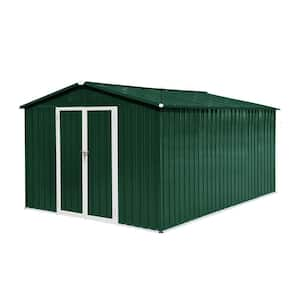 10 ft. W x 12 ft. D White Green Metal Shed with Vents (120 sq. ft.)