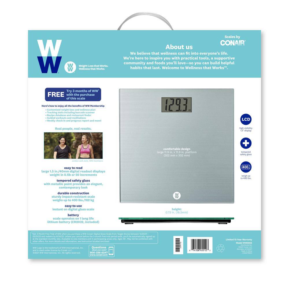 Silver Digital Glass Bathroom Scale with Large Display