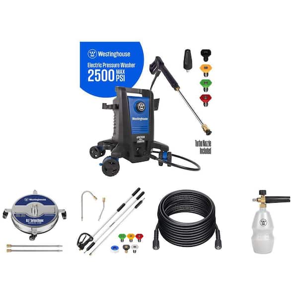 2500 PSI Pressure Washer, 16.5 in. Surface Cleaner, 10.5 ft. Extension Wand, 50 ft. Hose, and Foam Cannon Combo