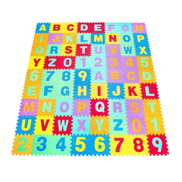Insten Foam Alphabet & Numbers Floor Mat With Solid Colors, Soft Flooring  For Kids Playroom, Yoga & Exercising, 11.6x11.6 In : Target
