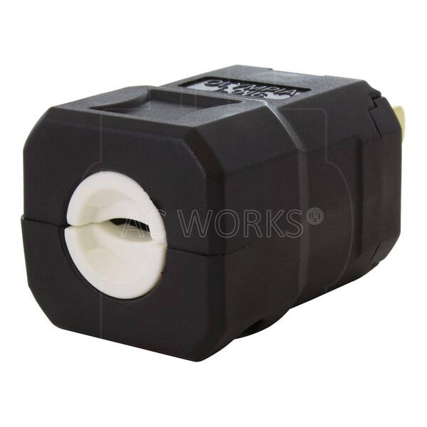 AC WORKS NEMA 5-20P 20A 125V Clamp Style Square Plug in Black with