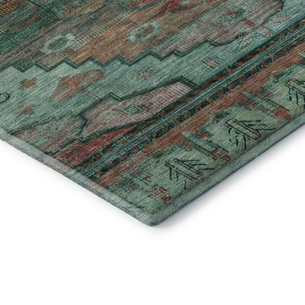 Mayfield Premium Machine Washable Abstract AMF1776 Teal 2 ft. 3 in. x 7 ft. 6 in. Runner Rug