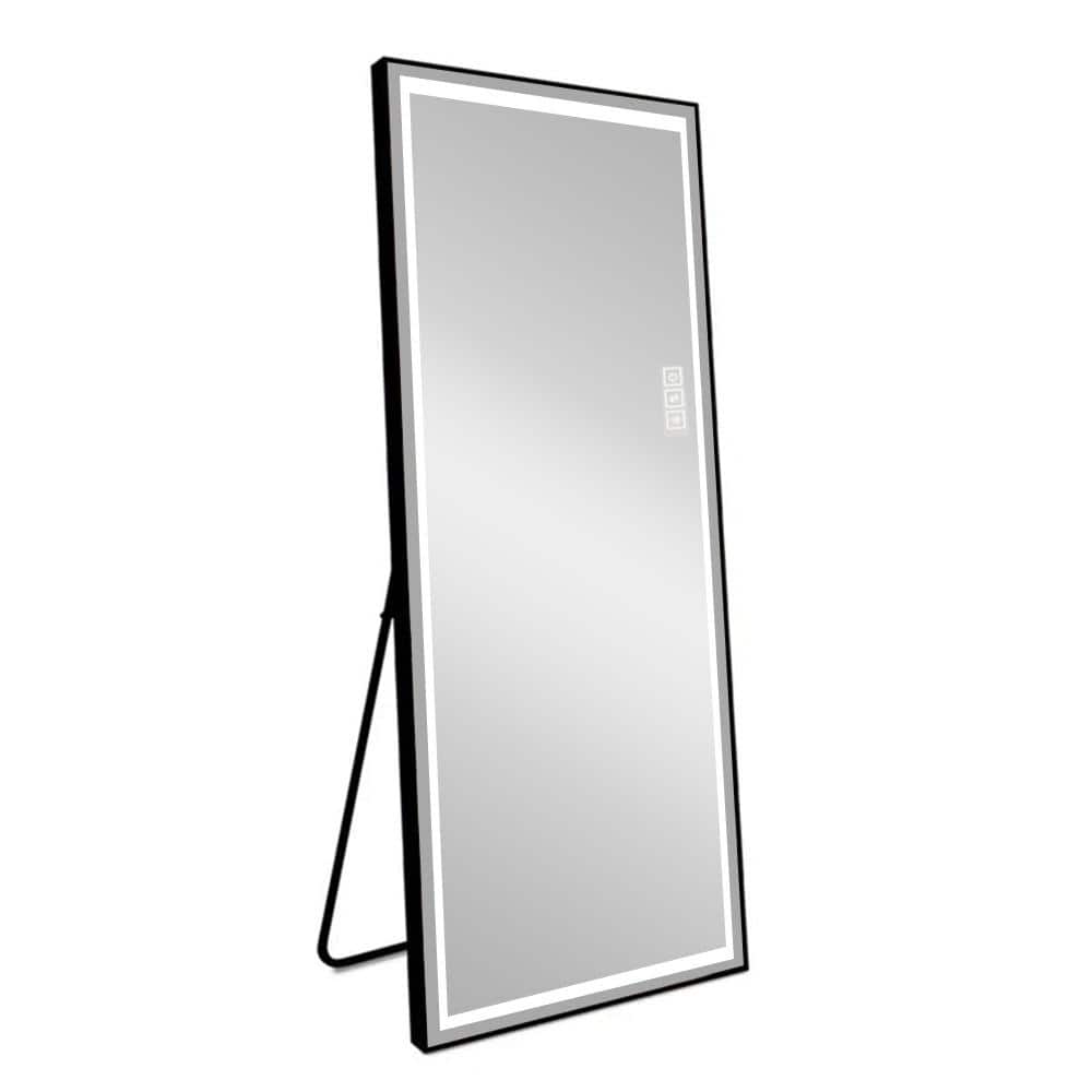 24 in. W x 65 in. H LED Rectangular Framed Wall Bathroom Vanity Mirror in Black price history on PriceWatchPro
