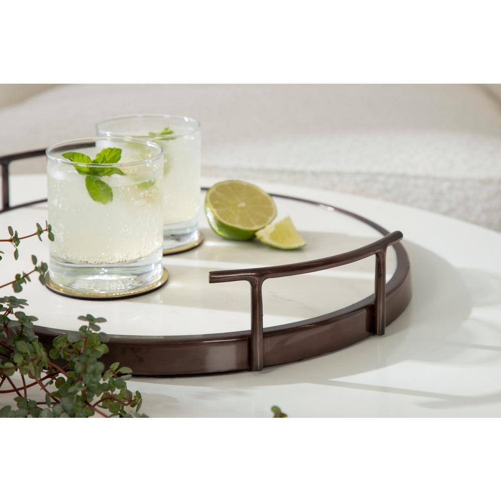 Elegant Round 14'' Bronze Marble Display & Serving Tray