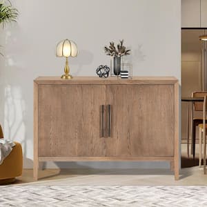 Beige Freestanding Accent Storage Cabinet with 2-Doors and Adjustable Shelf