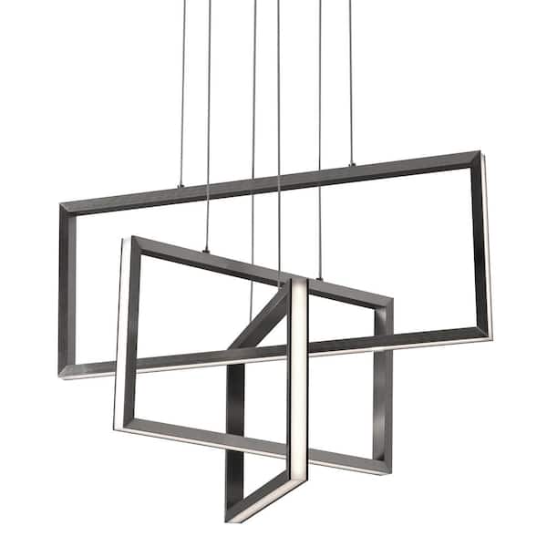 AFX Cole 125-Watt Integrated LED Satin Nickel Pendant With White Acrylic Shade