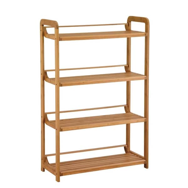 Organize It All Brown 4-Tier Wood Freestanding Bathroom Shelf