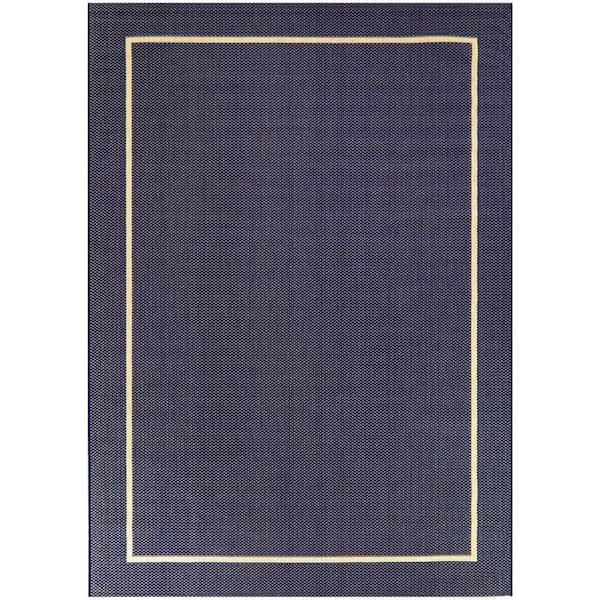 Border Navy 9 ft. x 12 ft. Border Navy Indoor/Outdoor Area Rug