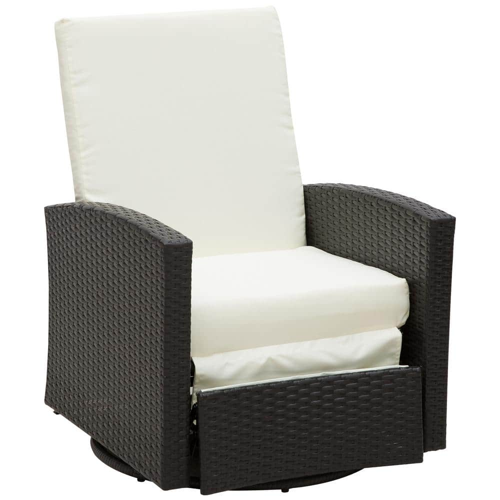 Outsunny Plastic Rattan Wicker Swivel Outdoor Recliner Lounge Chair