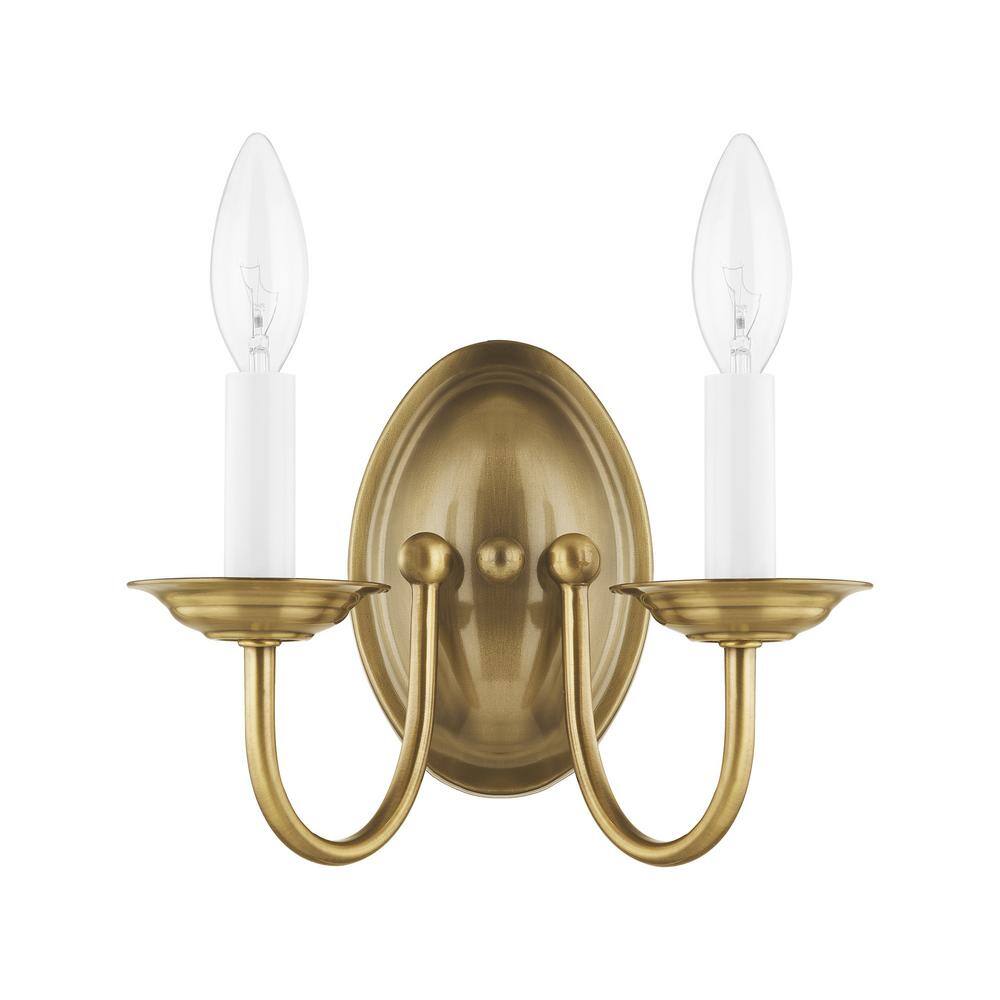 Elegant Antique Brass 2-Light Wall Sconce for Vanity