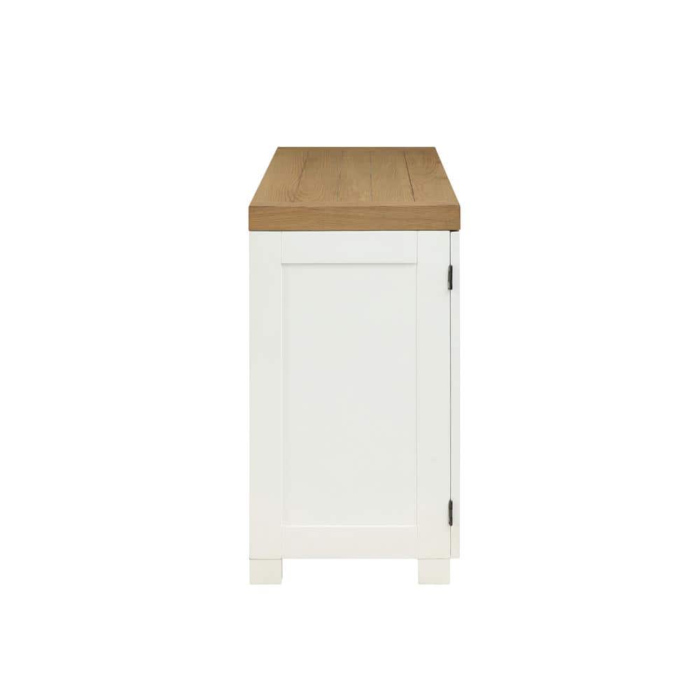 Magnolia Two-Tone White and Oak Farmhouse Sideboard with LED Light