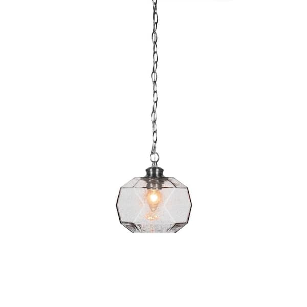 Unbranded Peabody 60-Watt 1-Light Brushed Nickel Pendant Light with 8.75 in. Smoke Glass Shade and No Bulb Included