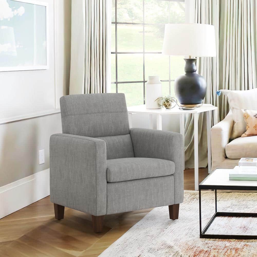 cozyman Gray Upholstered Armchair for Living Room Furniture, Living Room Comfy Accent Chairs