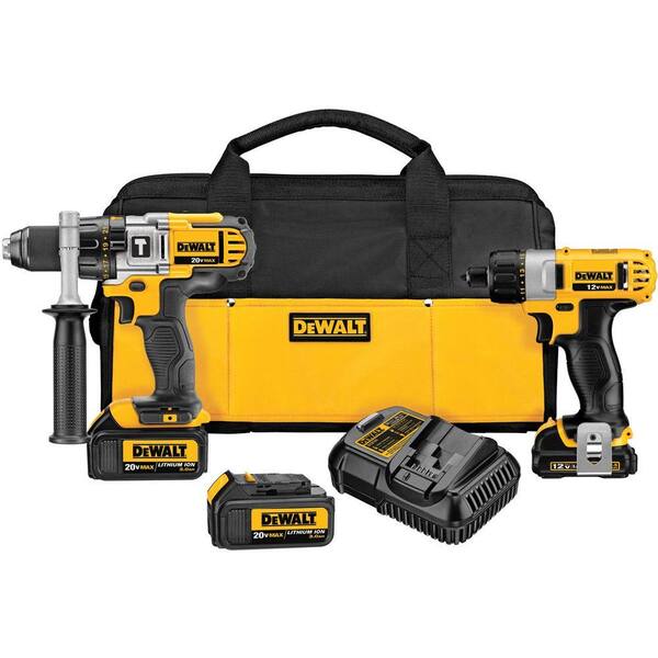 DEWALT 20-Volt Max Li-Ion Hammer Drill (3.0 Ah) / 12-Volt Max Li-Ion Screwdriver Combo Kit (2-Tool)