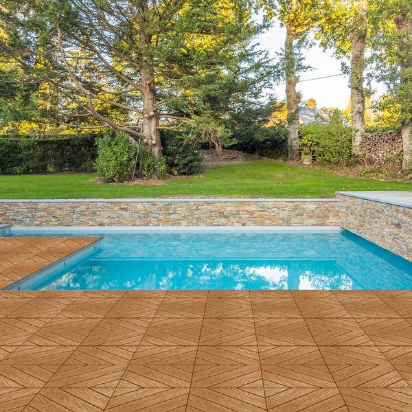 Karl home 0.98 ft. x 0.98 ft. Brown Plastic Deck Tile (27 Per Case)